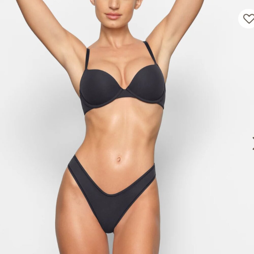 NWT SKIMS‎ Fits Everybody Push-Up Demi T-Shirt Bra BR-UWR-2295 Graphite Size 36D